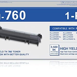 INKjetsclub Brother TN760 Compatible Black High Yield Toner. Works with HL-L2350DW HL-L2390DW HL-L2395DW HL-L2370DW HL-L2370DWXL DCP-L2550DW MFC-L2710DW MFC-L2730DW Printers.