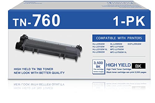 INKjetsclub Brother TN760 Compatible Black High Yield Toner. Works with HL-L2350DW HL-L2390DW HL-L2395DW HL-L2370DW HL-L2370DWXL DCP-L2550DW MFC-L2710DW MFC-L2730DW Printers.