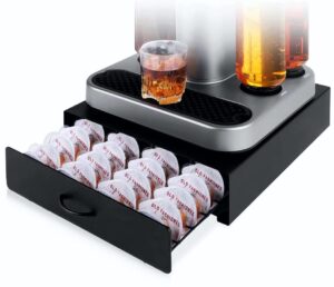 storage drawer for bartesian cocktail capsules by ksestor – holds up to 40 bartesian pods – compatible with bev black decker cocktail maker – sturdy and stackable bartesian pod holder – bartesian – bartesian drink mixer – black finish