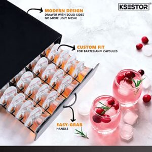 Storage Drawer for Bartesian Cocktail Capsules by Ksestor - Holds up to 40 Bartesian Pods - Compatible with BEV Black Decker Cocktail Maker - Sturdy and Stackable Bartesian Pod Holder - Bartesian - Bartesian Drink Mixer - Black Finish