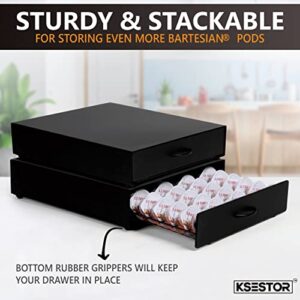 Storage Drawer for Bartesian Cocktail Capsules by Ksestor - Holds up to 40 Bartesian Pods - Compatible with BEV Black Decker Cocktail Maker - Sturdy and Stackable Bartesian Pod Holder - Bartesian - Bartesian Drink Mixer - Black Finish