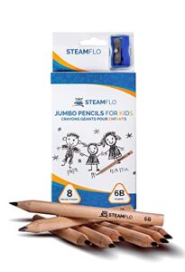 learning pencils for toddlers 2-4 years – our kids pencils for beginners toddlers and preschoolers with jumbo triangle shape are specially designed preschool pencils for beginners (8 pack + sharpener)