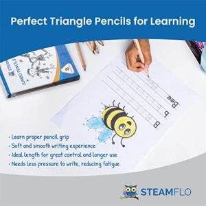 Learning Pencils for Toddlers 2-4 Years – Our Kids Pencils for Beginners Toddlers and Preschoolers with Jumbo Triangle Shape are Specially Designed Preschool Pencils for Beginners (8 Pack + Sharpener)