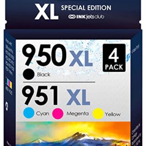 Compatible Ink Cartridges Replacement for HP 950XL / 951XL Ink Cartridges. Works for Officejet Pro 8600 8610 8620 8615 8630 Printers. 4 Pack (Black, Cyan, Magenta, Yellow)