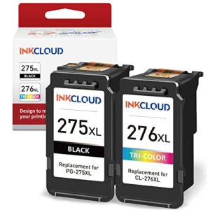 inkcloud 275xl 276xl ink cartridge replacement for canon 275xl and 276xl printer ink combo for canon pixma ts3520 ts3522 ts3500 tr4720 tr4722 tr4700 printer( black color, 2 pack)