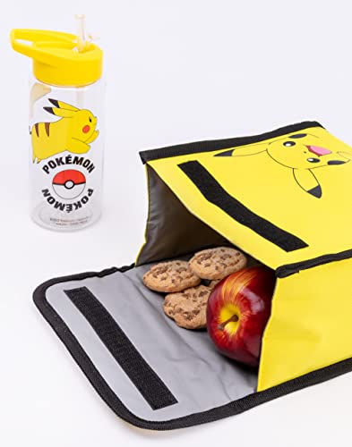 Pokemon Pikachu Backpack Set 4 Piece Lunch Box Water Bottle Pencil Case Set Yellow