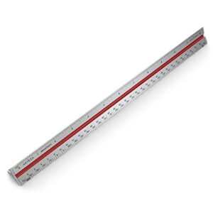 Arteza Architect Scale Ruler, Imperial, 12-Inch Color-Coded Professional-Grade Aluminum Triangular Drafting Ruler for Architect & Civil Engineer Blueprints