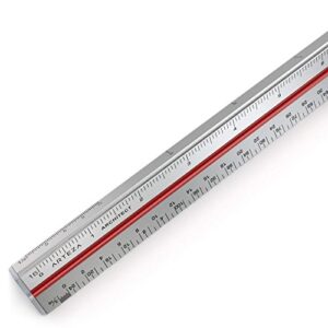 Arteza Architect Scale Ruler, Imperial, 12-Inch Color-Coded Professional-Grade Aluminum Triangular Drafting Ruler for Architect & Civil Engineer Blueprints