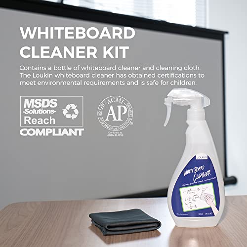 loukin Non-Toxic Whiteboard Cleaner, 17oz Dry Erase Board Cleaner, Low-Odor Whiteboard Cleaning Spray with Cloth, Removes Stubborn Marks from Whiteboards, Chalkboard