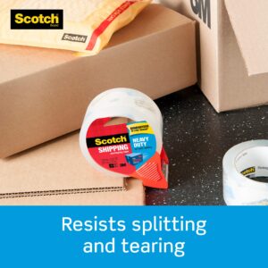 scotch brand heavy duty shipping packaging tape, 1 roll with dispenser, 1.88″ x 22.2 yards, 1.5″ core, great for packing, shipping & moving, clear (142)