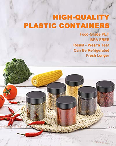 Plastic Jars With Lids Slime Containers 8oz-30 Pack-Leakproof Round Plastic Containers for Kitchen Pantry-Ideal For Home Storage-With 30 Chalkboard Stickers