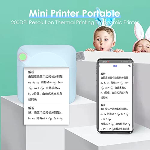 Wisoqu Mini Printer Pocket Mini Printer,200DPI Resolution Thermal Printing Ergonomic Printer,Wireless Mobile Photo Mini Printer Compatible with Android and iOS(Blue)