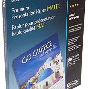 Epson Heavyweight 8.5x11 Matte Paper, 50 Sheets (S041257),