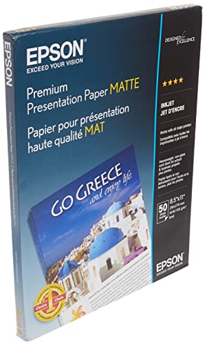 Epson Heavyweight 8.5x11 Matte Paper, 50 Sheets (S041257),