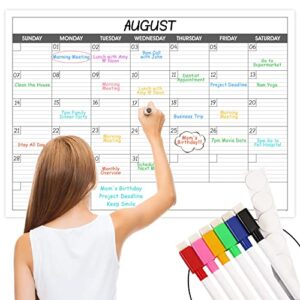 dry erase calendar for wall – large dry erase calendar, 28″ x 40″, undated monthly calendar for home, office, classroom, erasable laminated calendar whiteboard with 6 markers ＆ 6 stickers