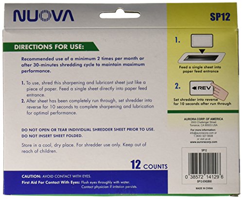 Nuova SP12 Shredder Sharpening & Lubricant Sheets, 12 Count