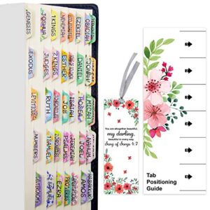 decorative laminated bible tabs 100pcs cute bible tabs for women and girl 66 book tabs 34 blank tabs for old and new testament