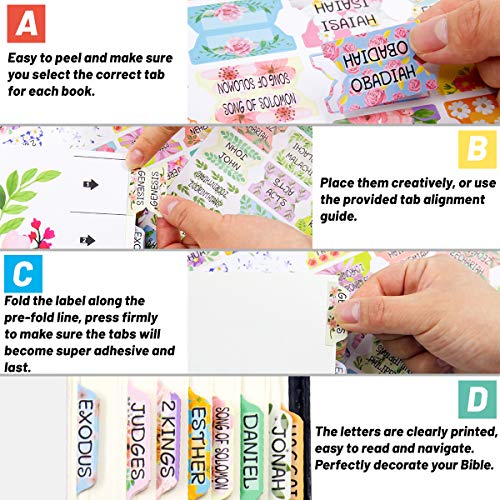 Decorative Laminated Bible Tabs 100PCS Cute Bible tabs for Women and Girl 66 Book Tabs 34 Blank Tabs for Old and New Testament