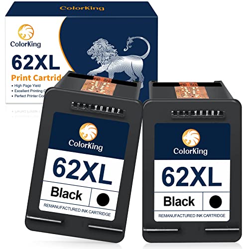 62XL Black Ink Cartridge Replacement for hp 62 62 XL Remanufactured with Envy 5540 5640 5660 7645 7640 OfficeJet 5740 8040 OfficeJet Mobile 250 200 Series Printer (2 Black)