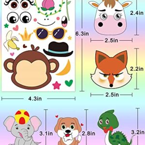 Make Your Own Stickers for Kids, 80 Sheets 20 Animals Stickers with Safaris, Sea, Zoo and Fantasy Animals Face Stickers Party Supplies Kids Crafts Party Favors for Kids 4-8