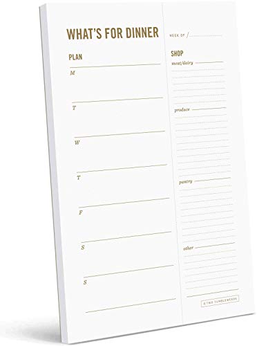 Two Tumbleweeds Meal Planning Notepad - "What's for Dinner?" Weekly Meal Planner and Grocery List Magnetic Notepad - 6 x 9” - 50 sheets