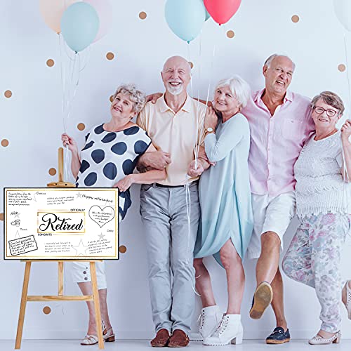 WATINC Retirement Party Jumbo Greeting Card, Writable Theme Party Large Guest Book Farewell Party Decor, Signature Official Congrats Retired Party Supplies Photo Booth Props, Gift for Office Colleague