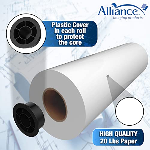 Alliance Wide Format Paper 24" x 150' CAD Bond Rolls (20lb | 4 Rolls, 24 In x 150 Ft | 2" Core)