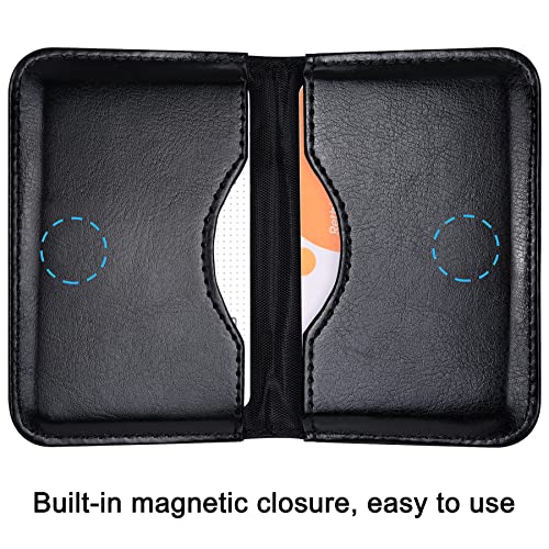 Wisdompro Business Card Holder, 2-Sided PU Leather Folio Pocket Slim Name Card Wallet Case with Magnetic Shut for Men and Women - Black