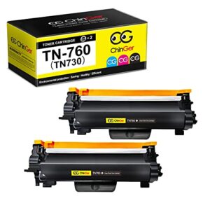 chinger tn760 compatible toner cartridge replacement for brother tn760 tn-760 tn730 used with hl-l2350dw hl-l2395dw hl-l2390dw dcp-l2550dw mfc-l2750dw hl-l2370dw mfc-l2710dw (2 black, high yield)