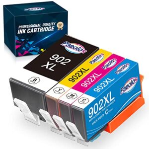 Paeolos 902XL Ink Cartridges Combo Pack, Compatible Ink Cartridges Replacements for HP 902 Ink | 902XL Ink Work with HP OfficeJet Pro 6961 6970 6962 6968 6971 6975 6978, 4 Packs (with Latest Chips)