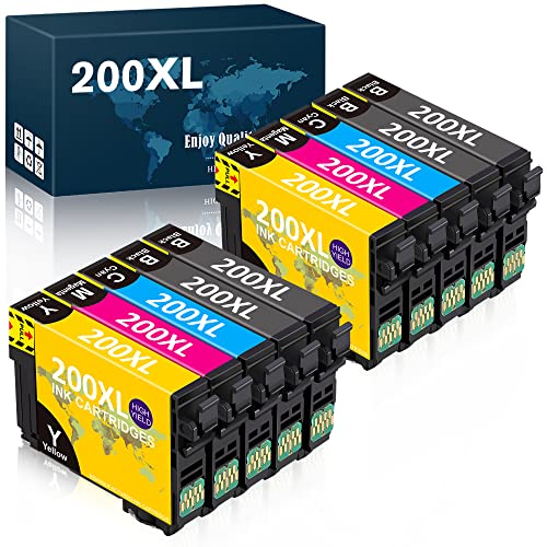 Sepeey Remanufactured Ink Cartridge Replacement for Epson 200XL 200 XL T200XL to use with XP-200 XP-300 XP-310 XP-400 XP-410 WF-2520 WF-2530 WF-2540 Printer (4BK, 2C, 2M, 2Y) 10 Pack