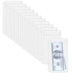 antner 12pcs binder pockets a6 size 6-holes cash budget envelopes pvc loose leaf bags insert pages for 6-ring notebook binder