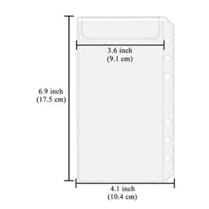 Antner 12pcs Binder Pockets A6 Size 6-Holes Cash Budget Envelopes PVC Loose Leaf Bags Insert Pages for 6-Ring Notebook Binder