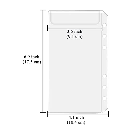 Antner 12pcs Binder Pockets A6 Size 6-Holes Cash Budget Envelopes PVC Loose Leaf Bags Insert Pages for 6-Ring Notebook Binder