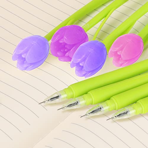 Yarachel Color Changing Flower Pens - Pack of 30 Ballpoint Pens Creative Gel Ink Rollerball Pen for School Home Office Stationery Store Kids Girls Gift, Black 0.38mm (Tulip)