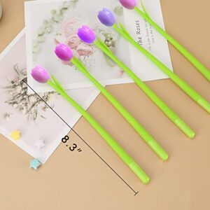 Yarachel Color Changing Flower Pens - Pack of 30 Ballpoint Pens Creative Gel Ink Rollerball Pen for School Home Office Stationery Store Kids Girls Gift, Black 0.38mm (Tulip)