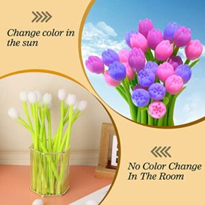 Yarachel Color Changing Flower Pens - Pack of 30 Ballpoint Pens Creative Gel Ink Rollerball Pen for School Home Office Stationery Store Kids Girls Gift, Black 0.38mm (Tulip)