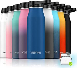 veefine insulated water bottle dishwasher safe metal water bottle bpa-free stainless steel water bottles 20/32/40oz reusable thermos for hiking camping and school