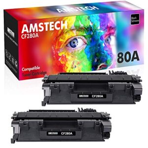 80A CF280A 2 Pack Toner Cartridge Compatible Replacement for HP 80A CF280A 80X CF280X Toner Cartridge for HP Pro 400 M401A M401D M401N M401DNE MFP M425DN Printer Black