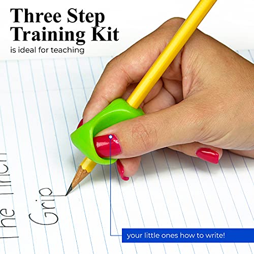 The Pencil Grip 3-Step Training Kit with 3 Premium Ergonomic Pencil Grips, Crossover Grip, Pinch Grip, Pencil Grip (MXG-003)