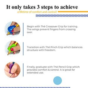 The Pencil Grip 3-Step Training Kit with 3 Premium Ergonomic Pencil Grips, Crossover Grip, Pinch Grip, Pencil Grip (MXG-003)