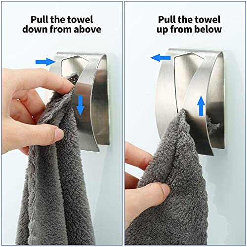 Boao Self Adhesive Grabber Stainless Steel Kitchen Dish Towel Hook Wall Mount Non Drilling Towel Hangers Rack Hand Towel Hook Tea Towel Holders for Bathroom