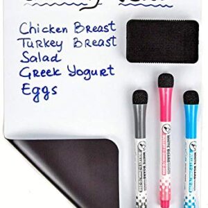 Magnetic Dry Erase White Board Sheet for Fridge 12x8 in - with Stain Resistant Technology - Includes 3 Markers and Big Eraser with Magnets - Small Refrigerator Whiteboard Planner & Organizer