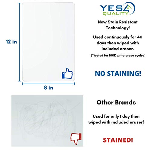 Magnetic Dry Erase White Board Sheet for Fridge 12x8 in - with Stain Resistant Technology - Includes 3 Markers and Big Eraser with Magnets - Small Refrigerator Whiteboard Planner & Organizer