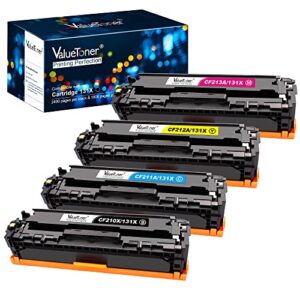 valuetoner remanufactured toner cartridge replacement for hp 131x 131a cf210a cf211a cf212a cf213a for laserjet pro 200 color m251nw m251n mfp m276nw mfp m276n printer (black,cyan,magenta,yellow)