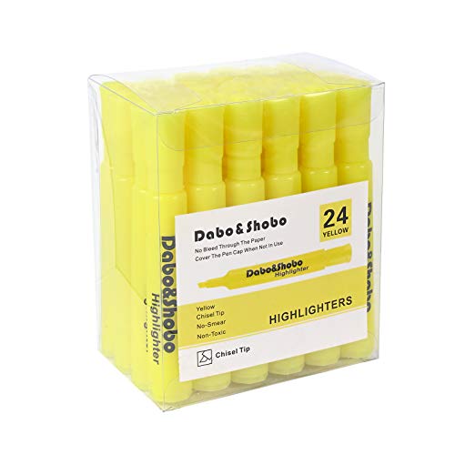 Yellow highlighter, 24 Pack -bright color, chisel tip, for Adults Kids Highlighting in the Home School Office-Short …