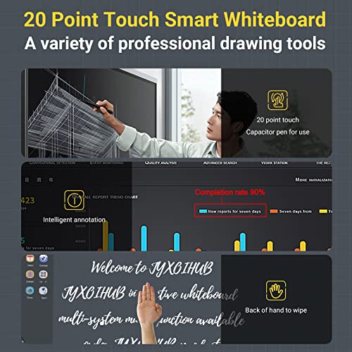 Smart Board for Classroom and Conference,JYXOIHUB 75 Inch Electronic Whiteboard Build in Android and Windows OS with 4K HD Touch Screen Interactive Whiteboard,Smart Digital Whiteboard (Board Only)