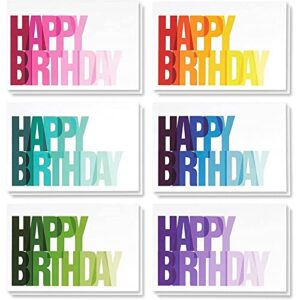 best paper greetings 48 pack happy birthday cards bulk box set with envelopes, blank inside for students, work, office (6 designs, 4×6)