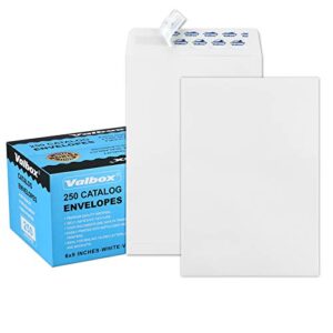 valbox 6×9 self seal security catalog envelopes 250 count small white envelopes for mailing, storage and organizing