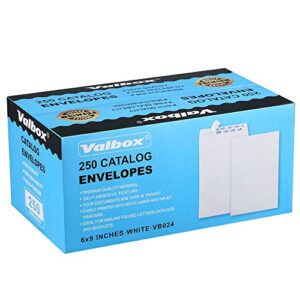 ValBox 6x9 Self Seal Security Catalog Envelopes 250 Count Small White Envelopes for Mailing, Storage and Organizing